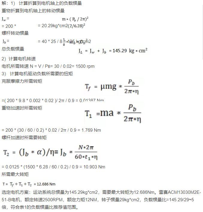 伺服电机惯量合理取值
