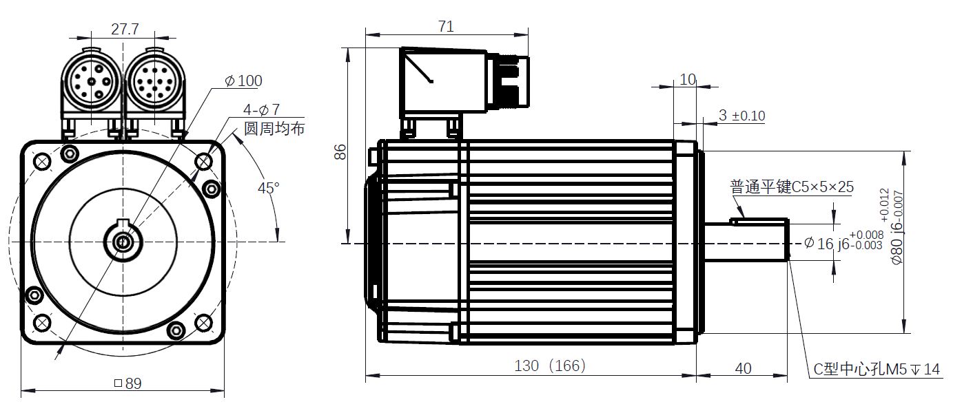增量编码器直流伺服电机 0.5KW 72V ZSMD0891-5730-I25E-NKSP